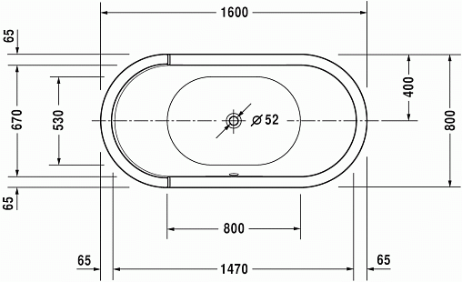 Акриловая ванна Starck 160х80 см, овальная 700409000000000 Duravit ...